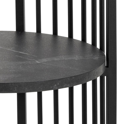 Strington Round Bedside Table 1 Shelf in Matt Black