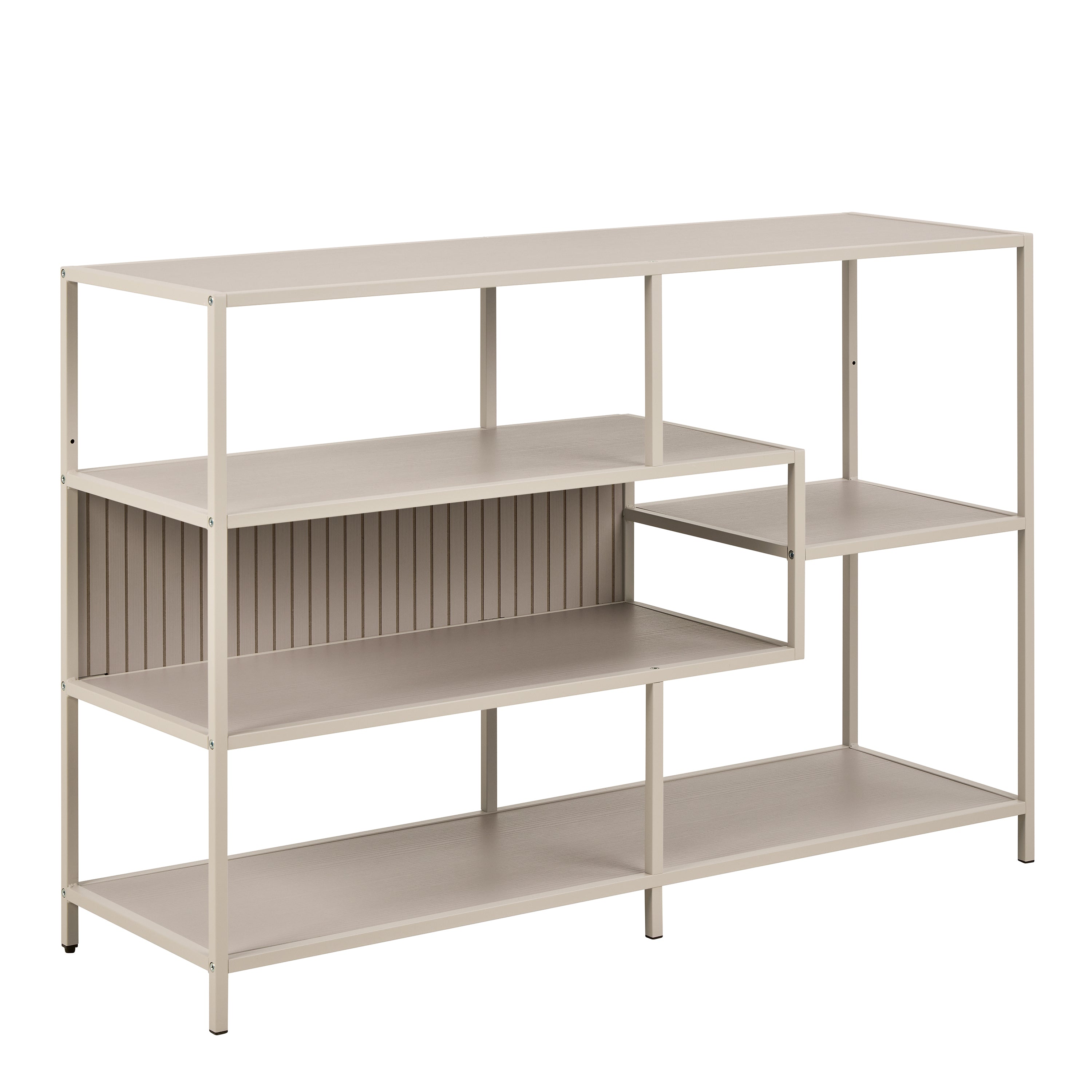 Seaford Wide Grey Steel Bookcase With 4 Grey Melamine Shelves