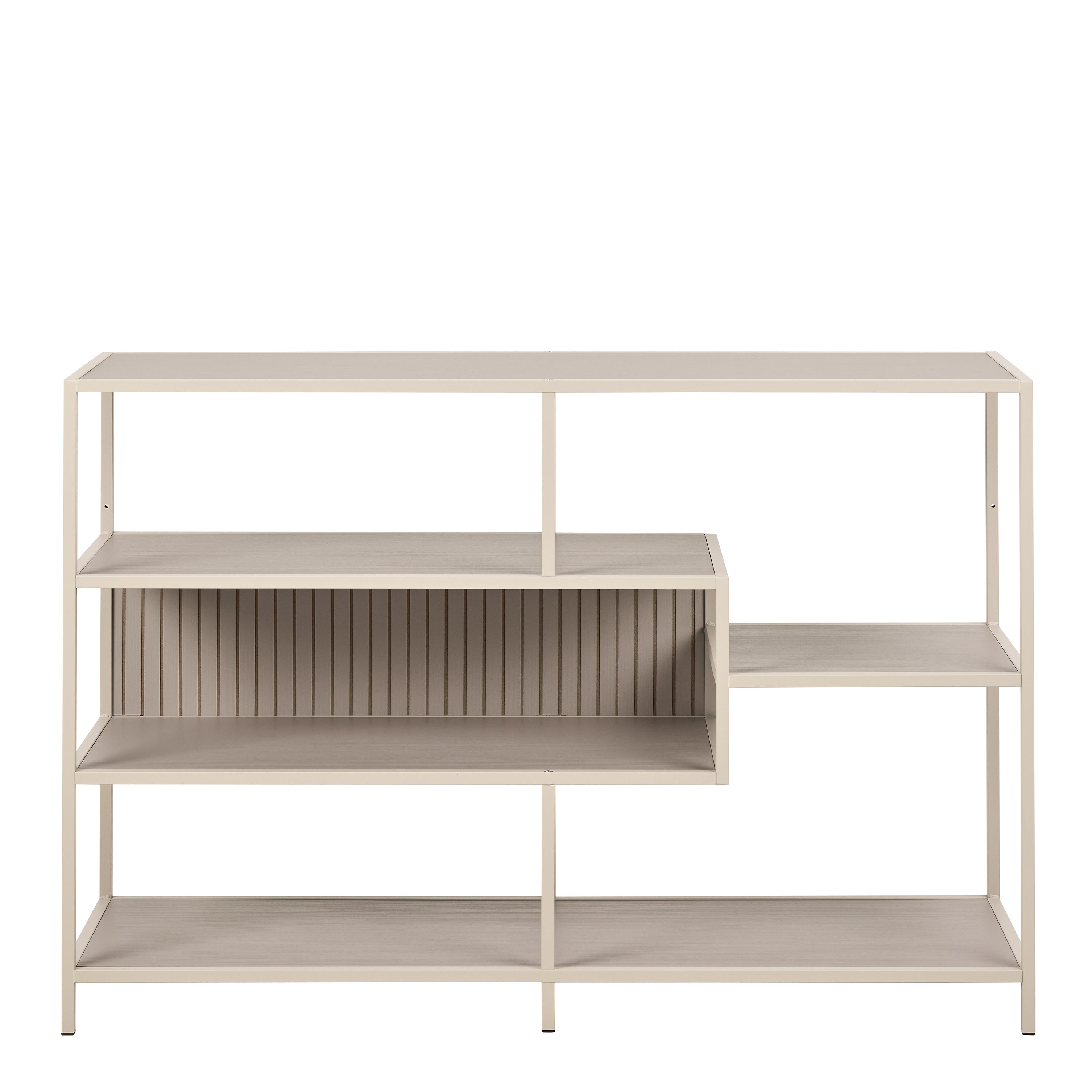 Seaford Wide Grey Steel Bookcase With 4 Grey Melamine Shelves