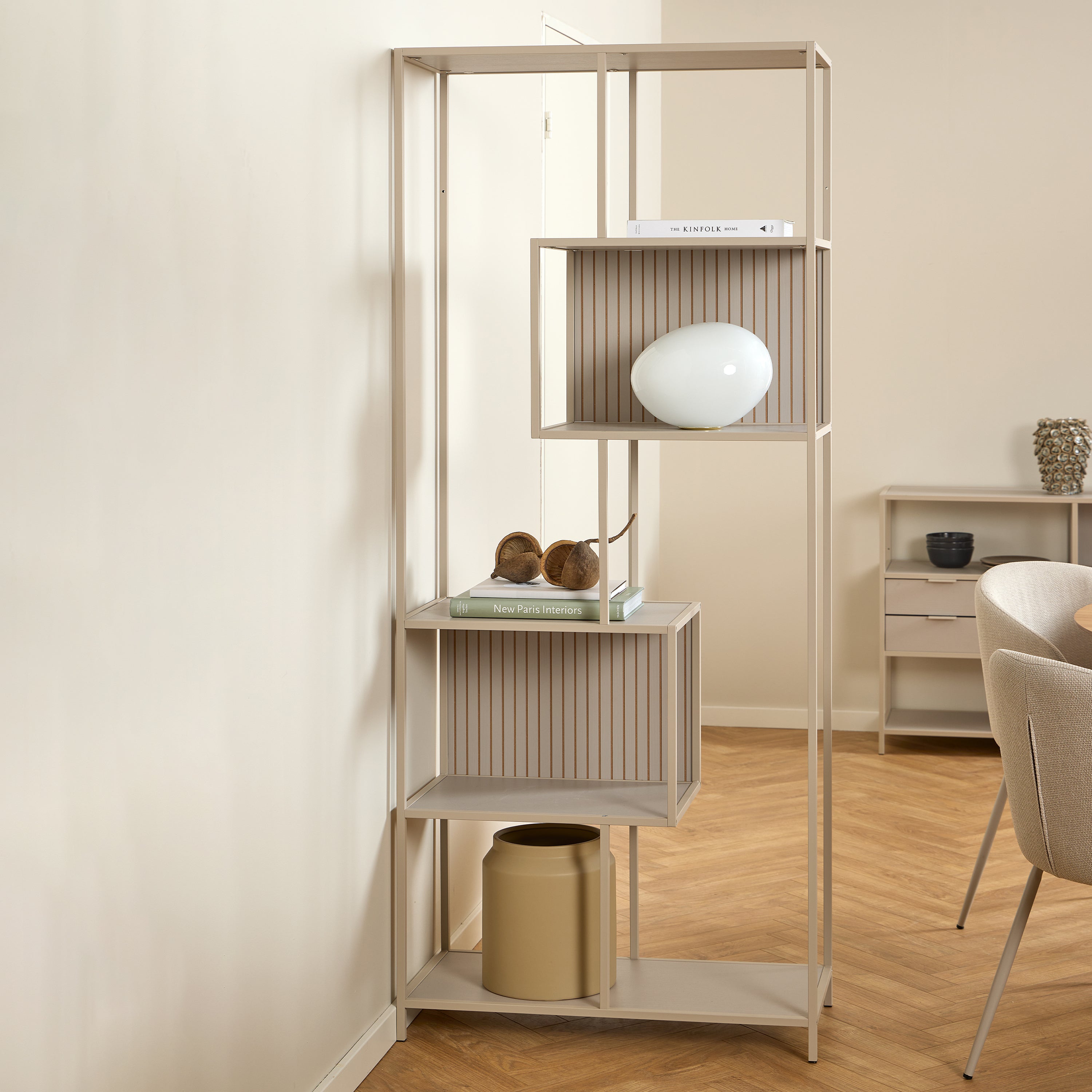 Seaford Tall Grey Metal Bookcase with 5 Shelves