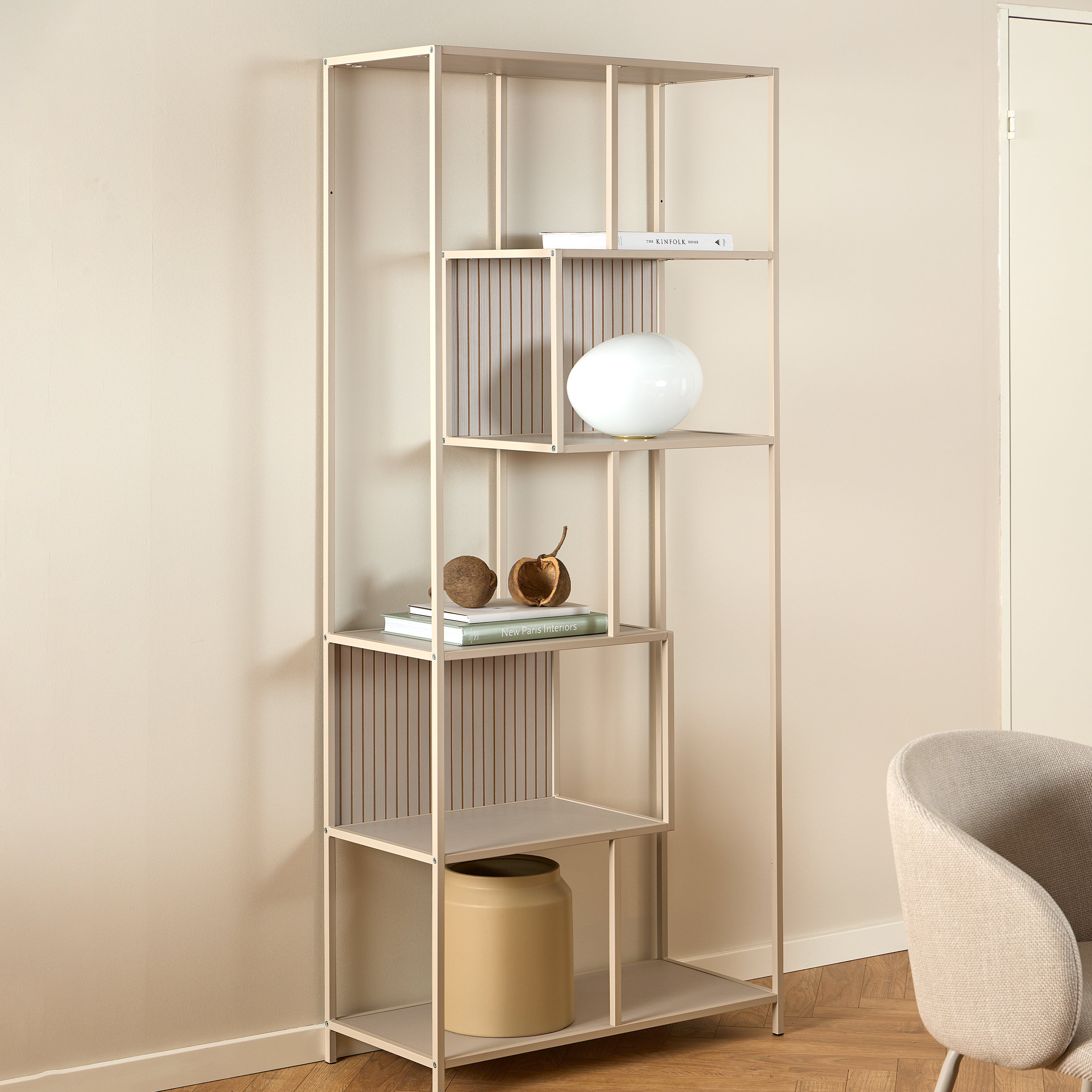 Seaford Tall Grey Metal Bookcase with 5 Shelves