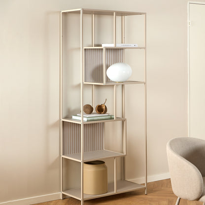 Seaford Tall Grey Metal Bookcase with 5 Shelves