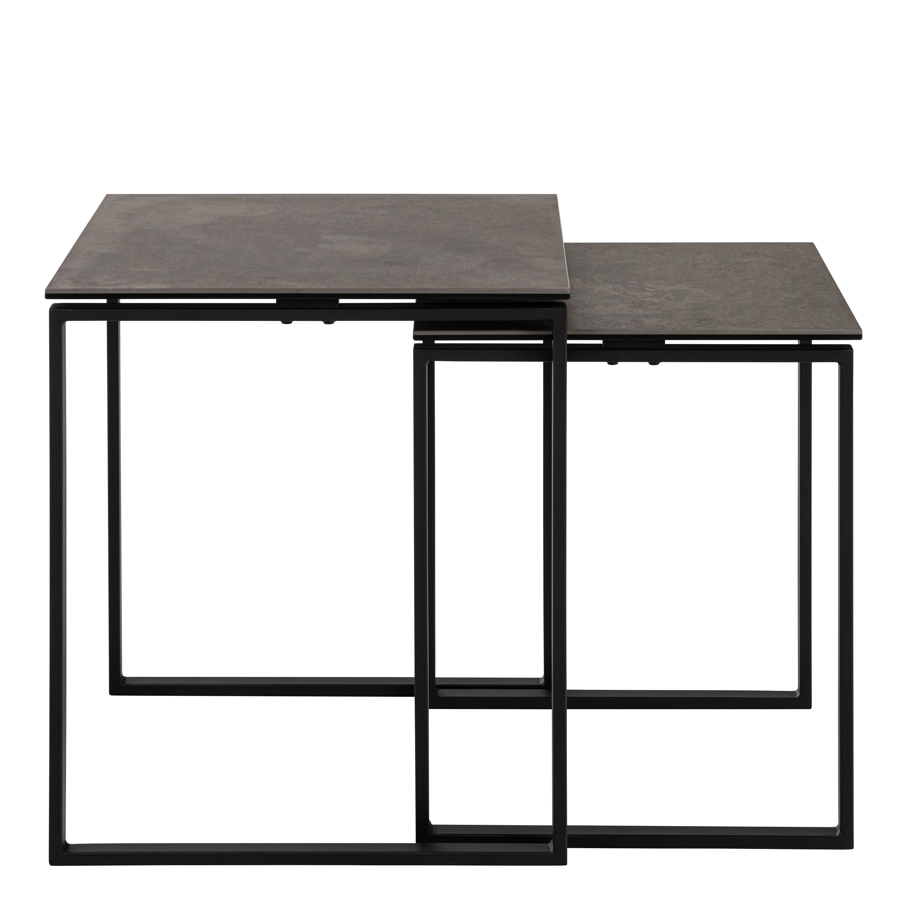 Katrine Square Coffee Table Set in Ceramic Black