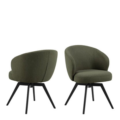 Darlene Dining Chair with Armrest and Swivel Function in Green