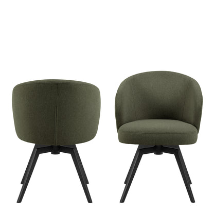 Darlene Dining Chair with Armrest and Swivel Function in Green