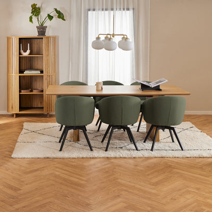 Darlene Dining Chair with Armrest and Swivel Function in Green