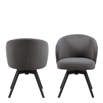 Darlene Dining Chair with Armrest and Swivel Function in Grey