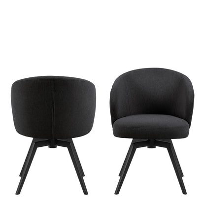 Darlene Dining Chair with Armrest and Swivel Function in Black