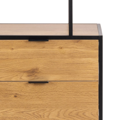 Seaford Tall Wild Oak Metal 2 Drawer Bookcase With 4 Shelves