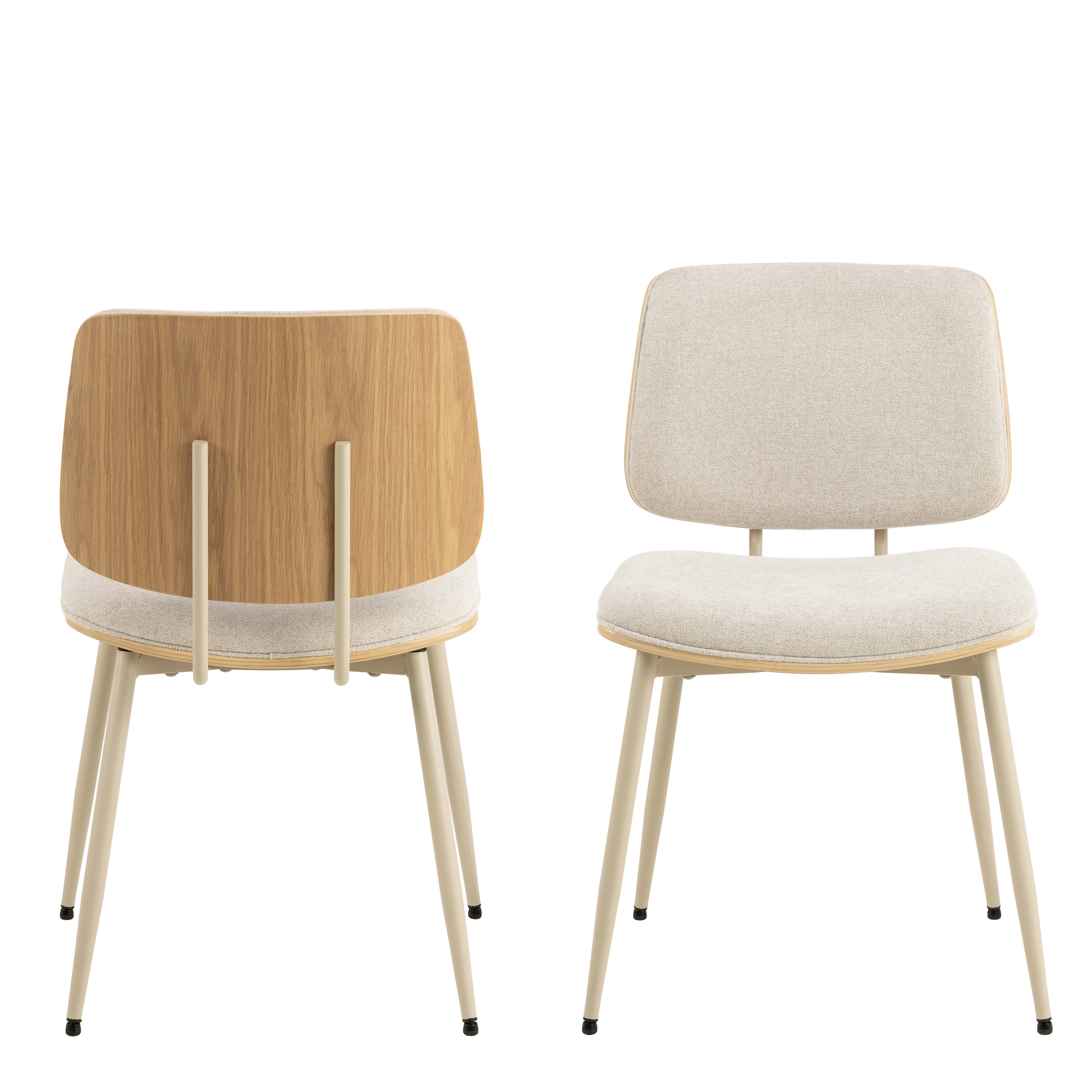 Owen Dining Chair in Apia Fabric Beige Set of 2