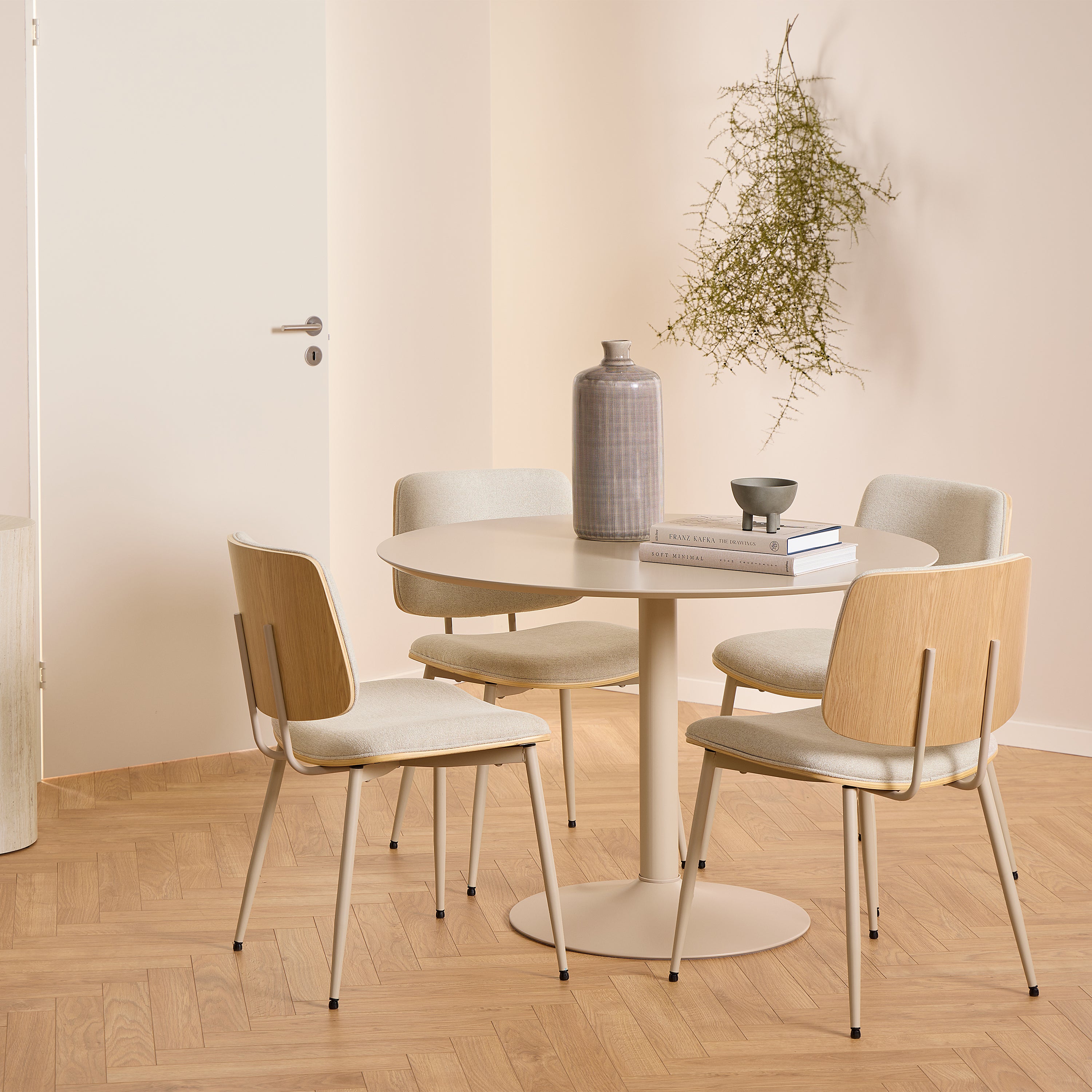 Owen Dining Chair in Apia Fabric Beige Set of 2