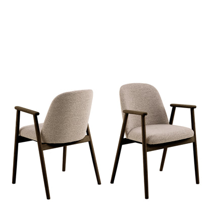 Leo Dining Chairs With Armrest in Monza Fabric Beige Set of 2