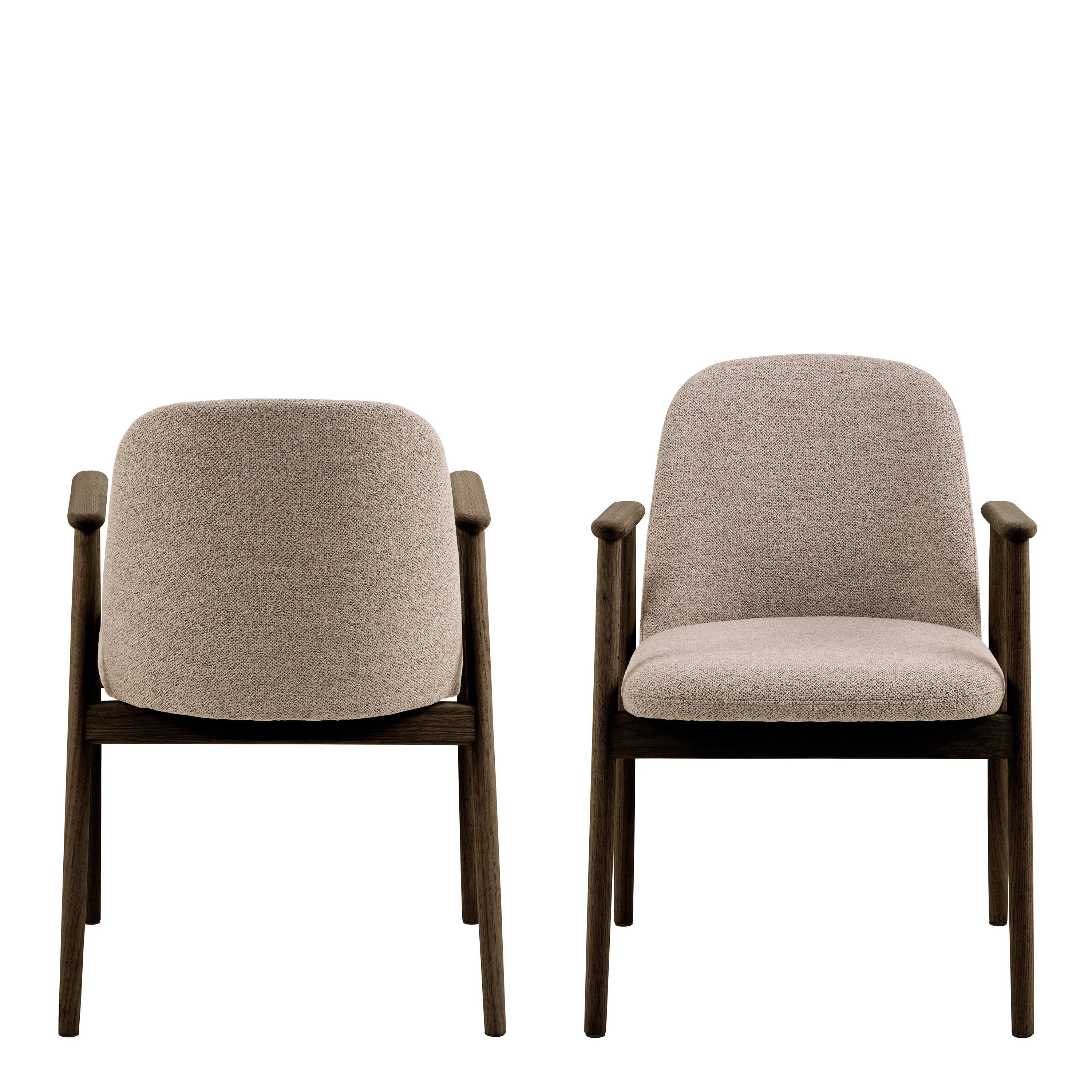 Leo Dining Chairs With Armrest in Monza Fabric Beige Set of 2