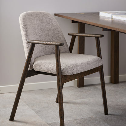 Leo Dining Chairs With Armrest in Monza Fabric Beige Set of 2