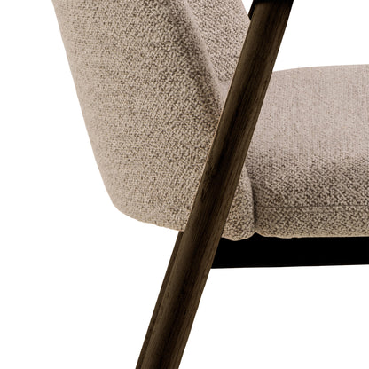 Leo Dining Chairs With Armrest in Monza Fabric Beige Set of 2