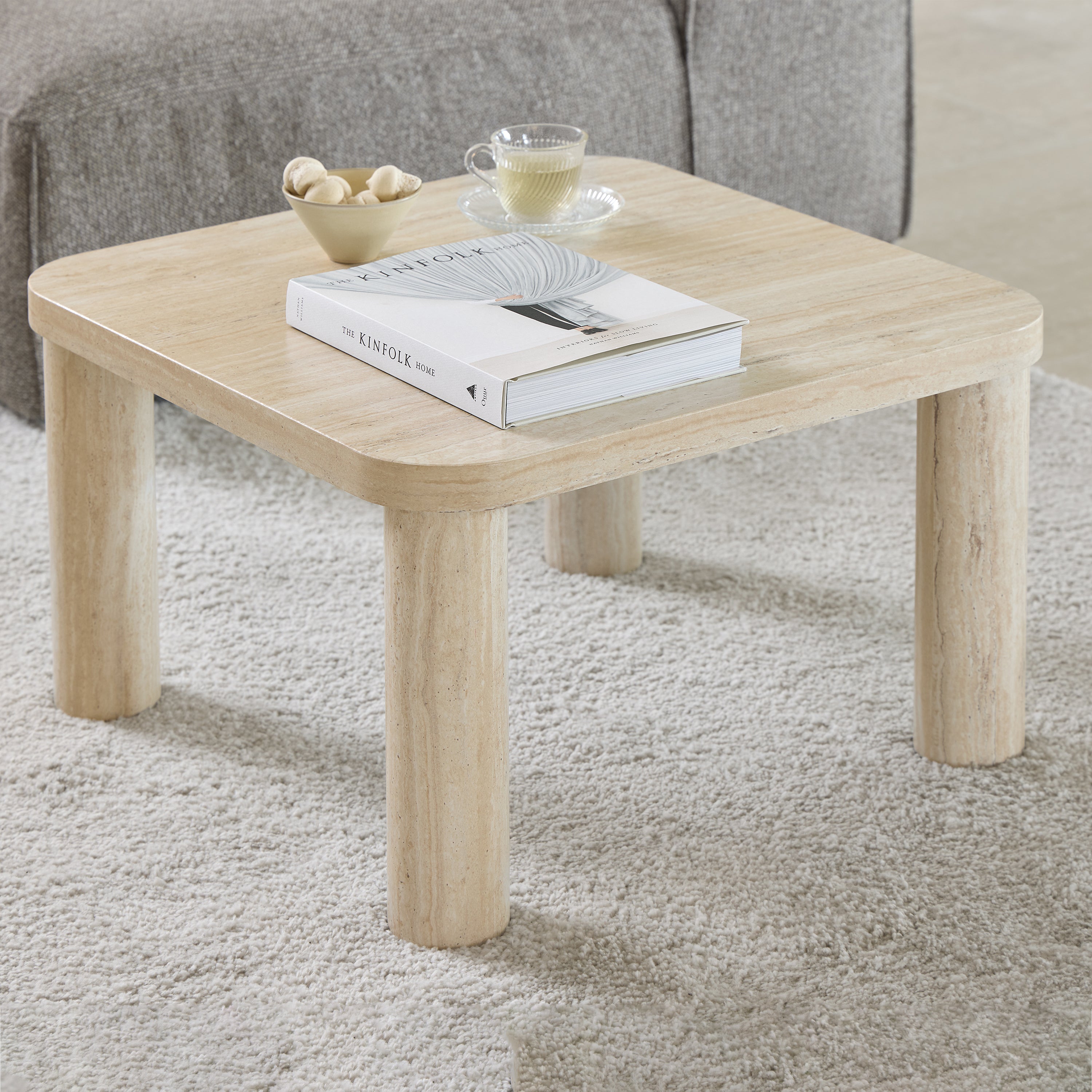 Solano Square Coffee Table in Light Travertine 60 x 60 cm