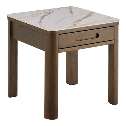 Southampton Square Side Table 1 Drawer in Cream Ceramic