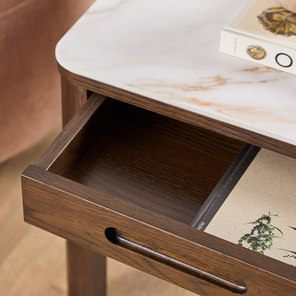 Southampton Square Side Table 1 Drawer in Cream Ceramic