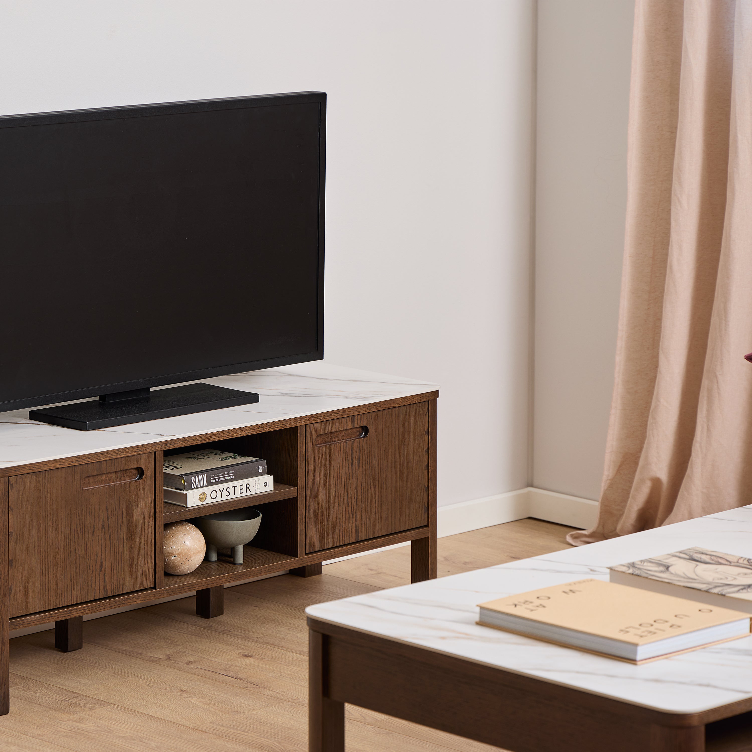 Southampton Rectangular Coffee Table 1 Drawer 1 Shelf  in Cream Ceramic