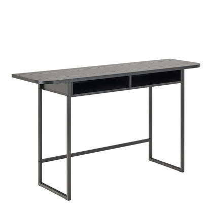 Darlington Console Table With Open Shelf and Oak Top in Black