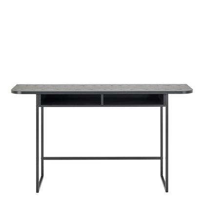 Darlington Console Table With Open Shelf and Oak Top in Black