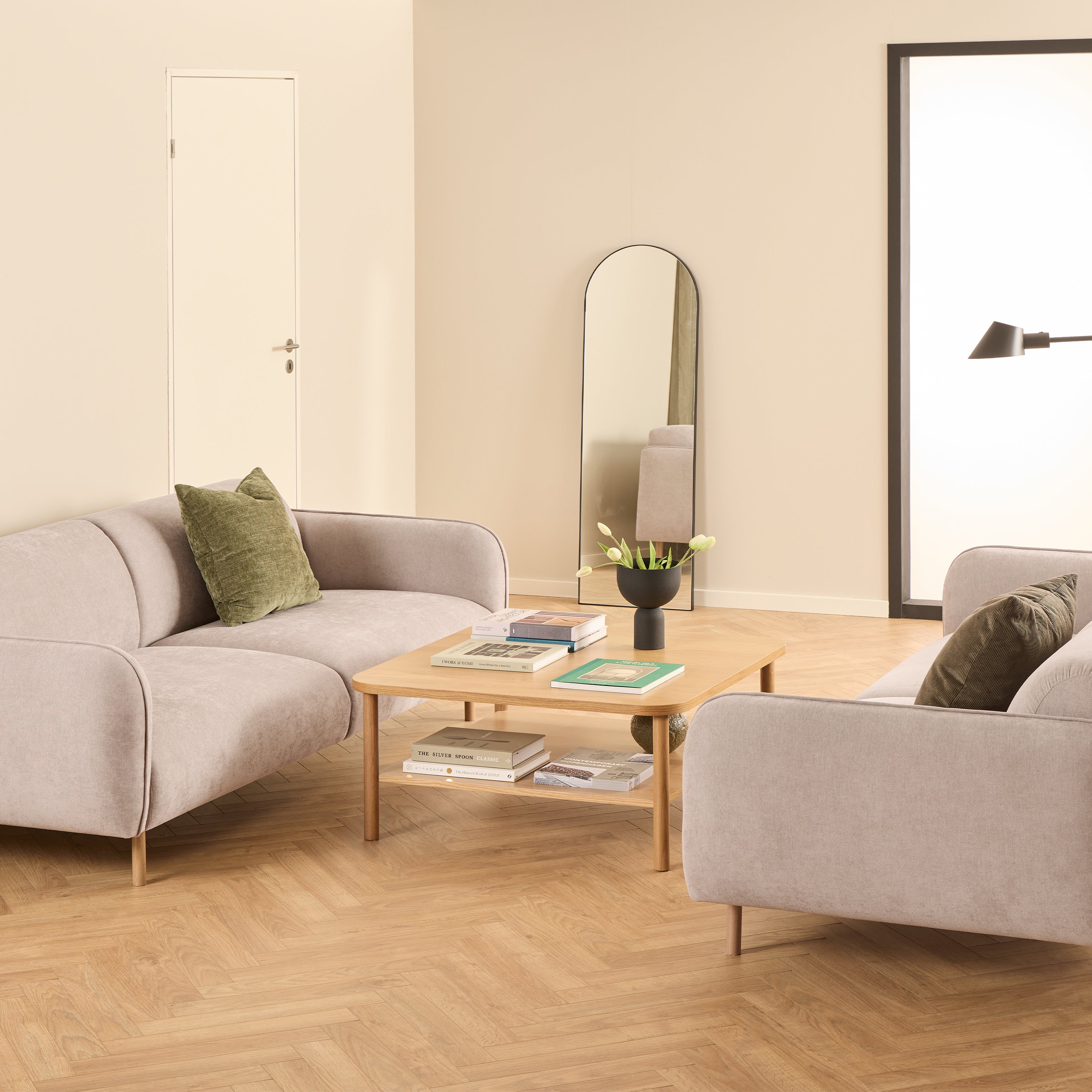 Westham 3 Seater Sofa in Fay Beige Fabric