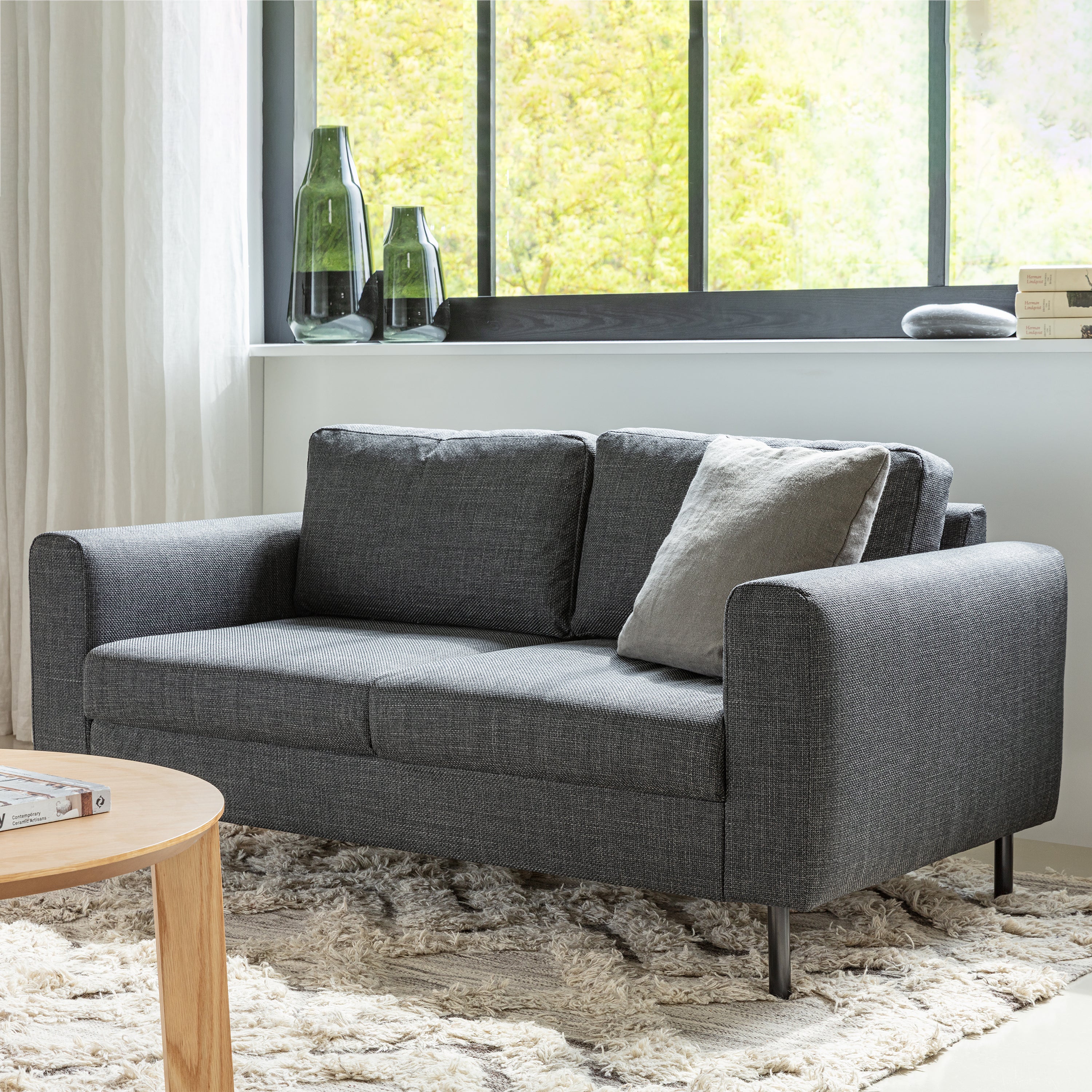 Omaha 2 + 3 Seater Sofa set in Basel Dark Grey Fabric