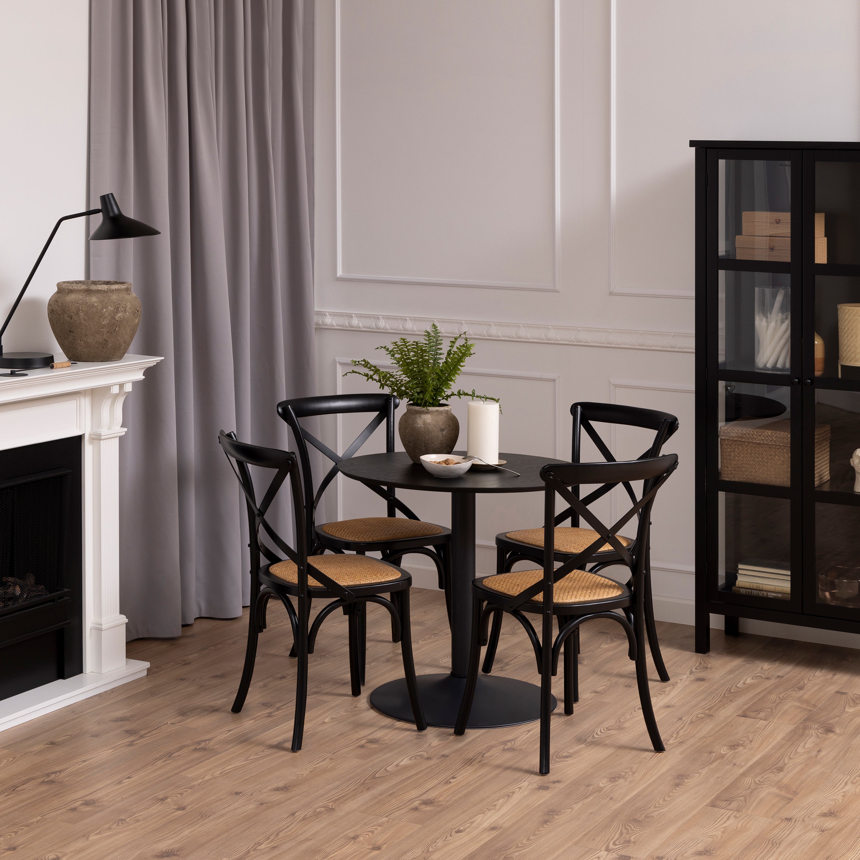 Ibiza Small Round Caf̩ Table with Black Ash Top and Matt Black Base