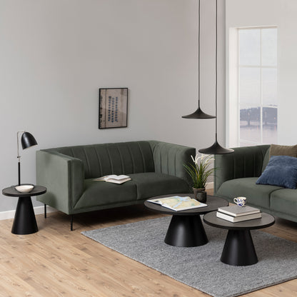 Soli Round Ceramic Coffee Table in Black 45,7x45cm