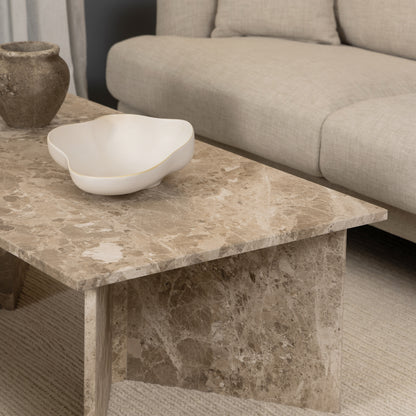 Vega Rectangular Coffee Table with Brown Marble Top 140cm