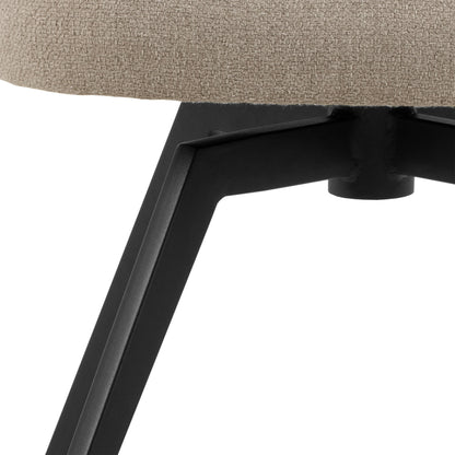 Soli Round Dining Table in Oak/Black 120x75cm Included 4 Darlene Dining Chair with Armrest and Swivel Function in Beige