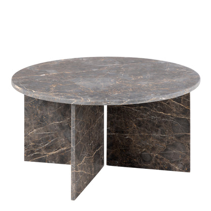 Vega Round Coffee Table with Marron Marble Top 90cm