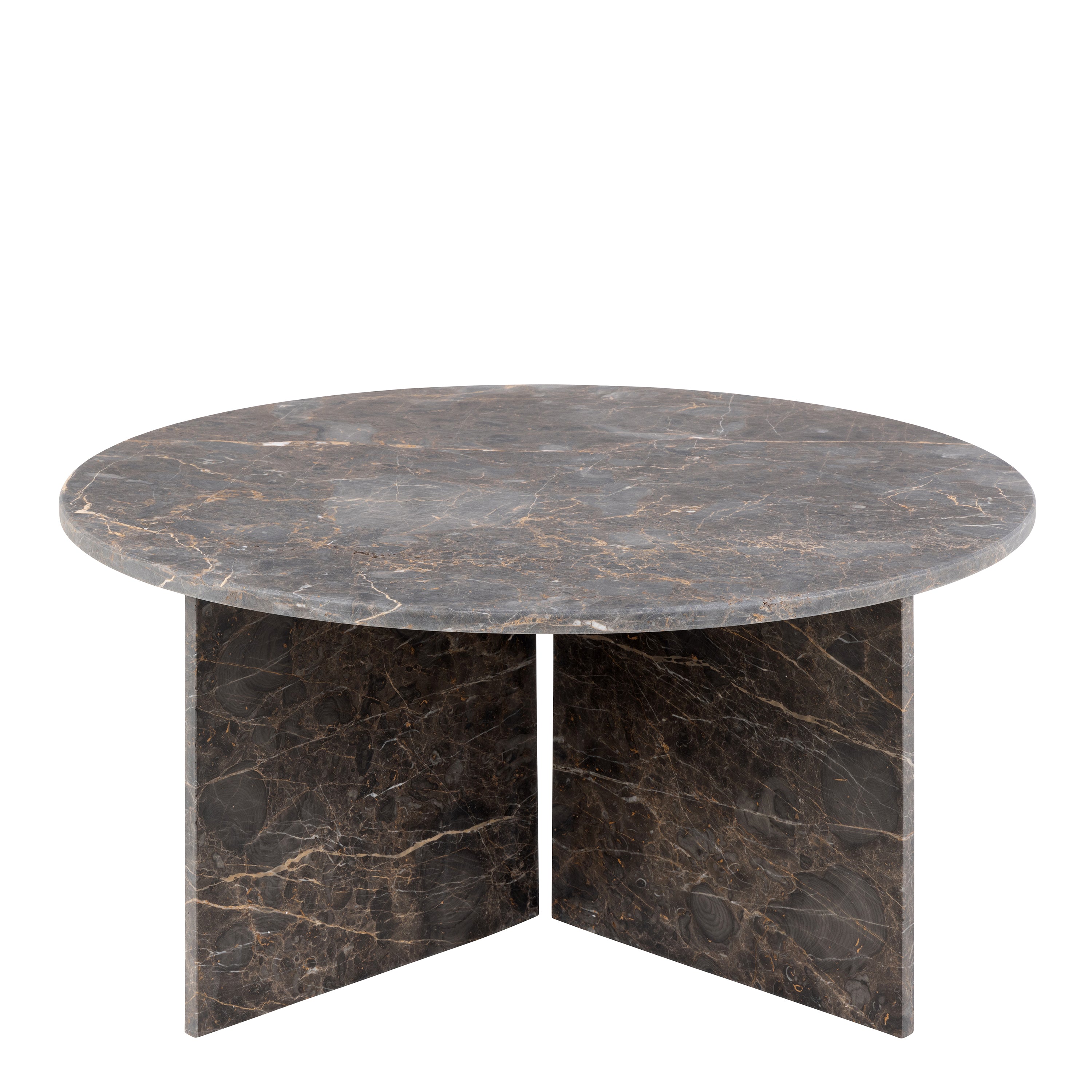 Vega Round Coffee Table with Marron Marble Top 90cm