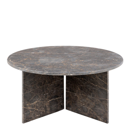 Vega Round Coffee Table with Marron Marble Top 90cm