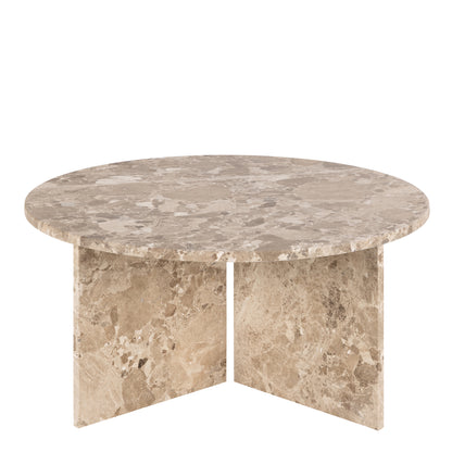 Vega Round Coffee Table with Brown Marble Top 90cm