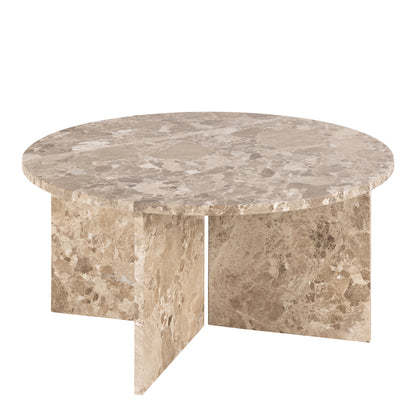 Vega Round Coffee Table with Brown Marble Top 90cm