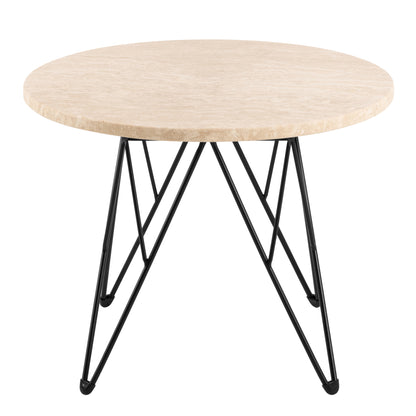 Prunus Round Side Table in Matt Beige and Black Coated Steel Base 55x41.4cm
