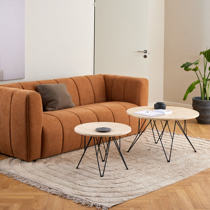 Prunus Round Side Table in Matt Beige and Black Coated Steel Base 55x41.4cm