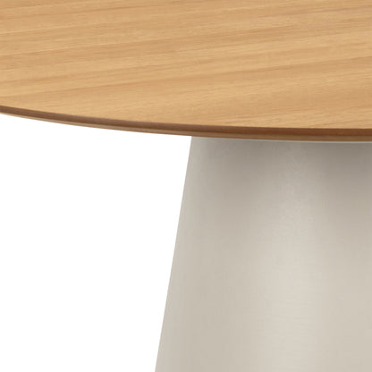 Soli Round Dining Table in Oak/Grey 120x75cm Included 4 Ella Swivel Beige Dining Chair