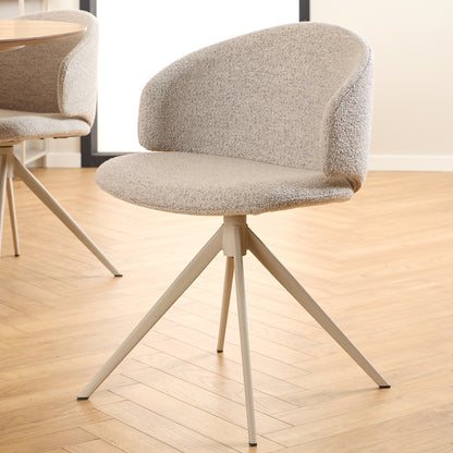 Soli Round Dining Table in Oak/Grey 120x75cm Included 4 Ella Swivel Beige Dining Chair