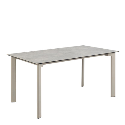 Palermo Ceramic Dining Table in Grey 160x75cm Included 4 Ella Swivel Beige Dining Chairs