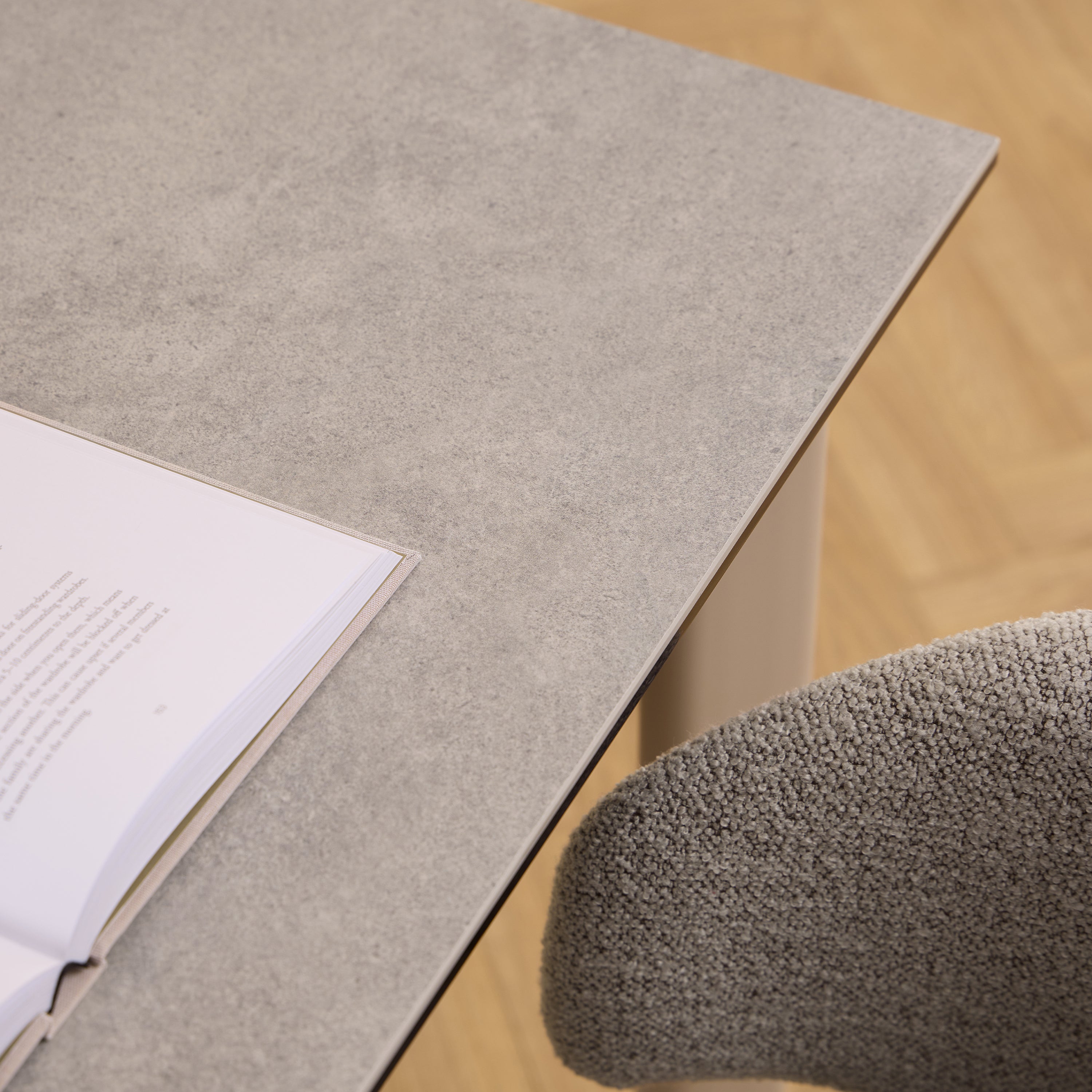 Palermo Ceramic Dining Table in Grey 160x75cm Included 4 Ella Swivel Beige Dining Chairs