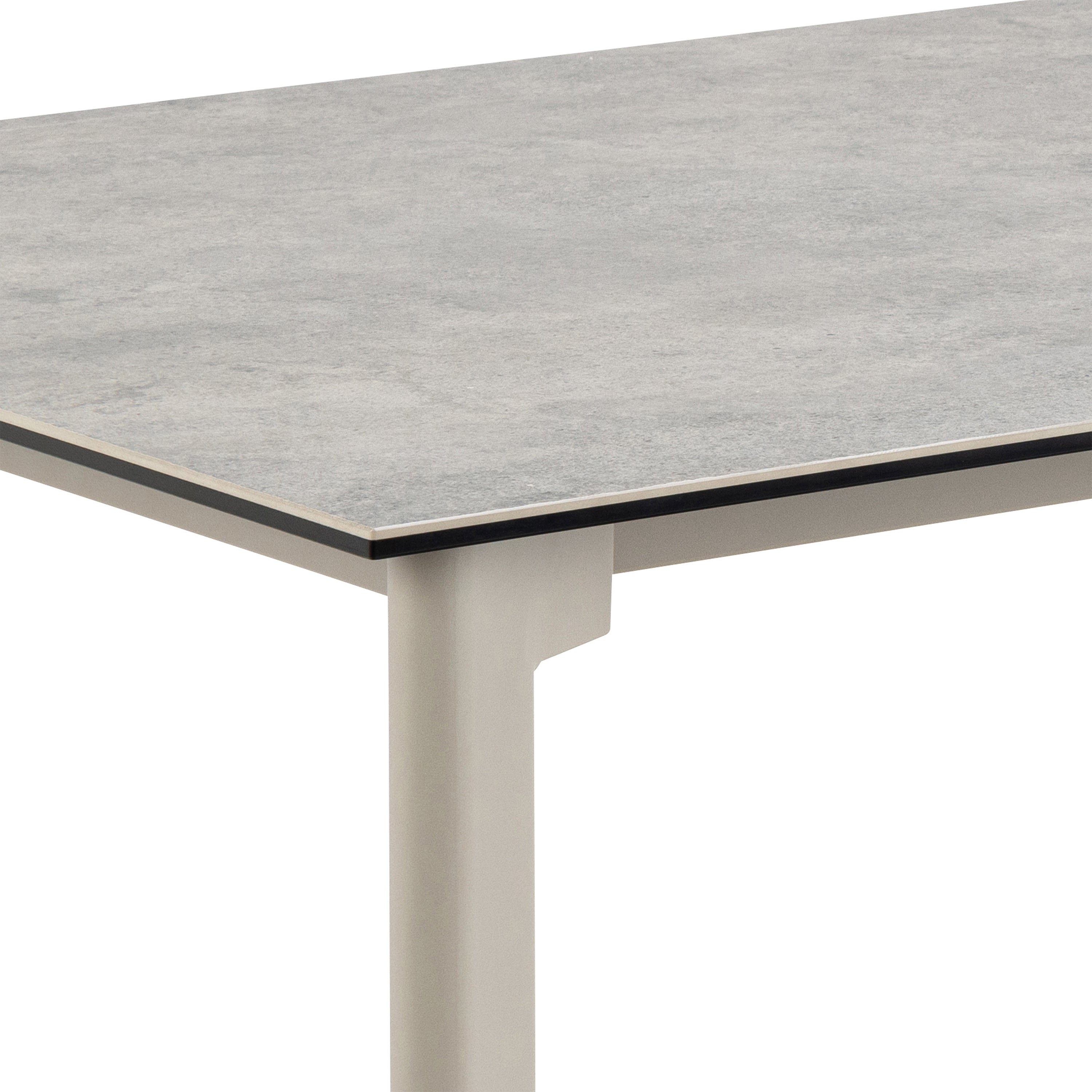 Palermo Ceramic Dining Table in Grey 160x75cm Included 4 Ella Swivel Beige Dining Chairs