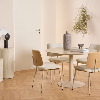 Ibiza Round Dining Table with Beige Top and Matt Beige Base 110x74cm