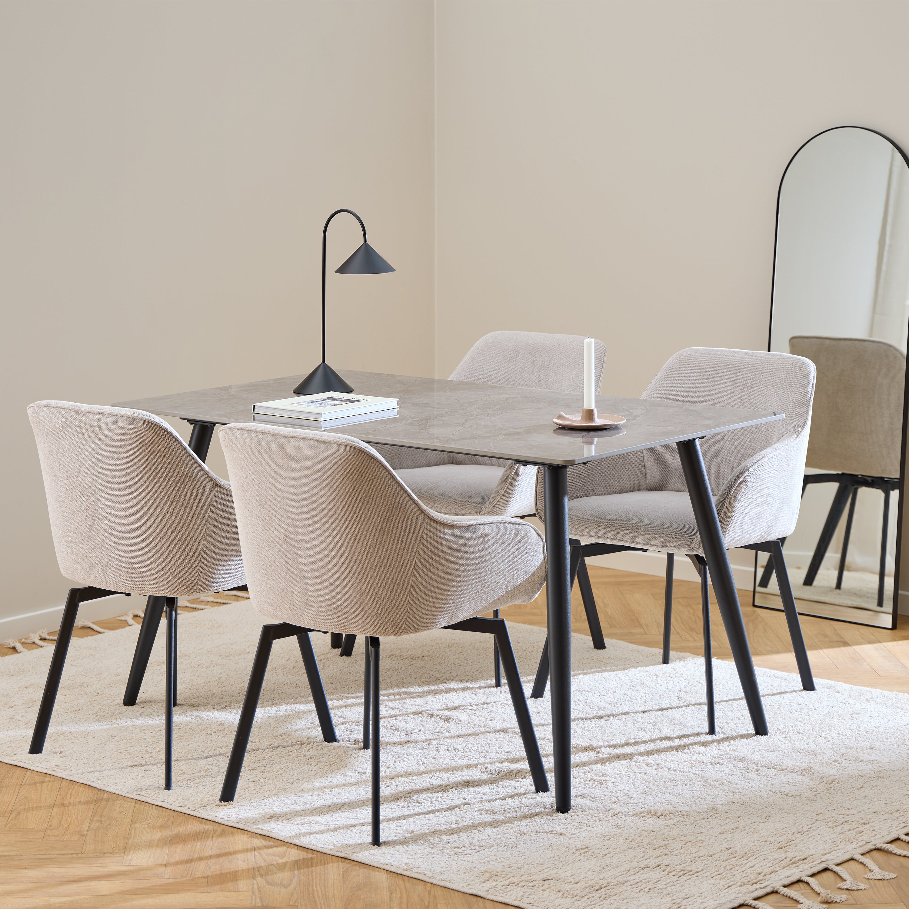 Wicklow Rectangular Dining Table in Grey/Black