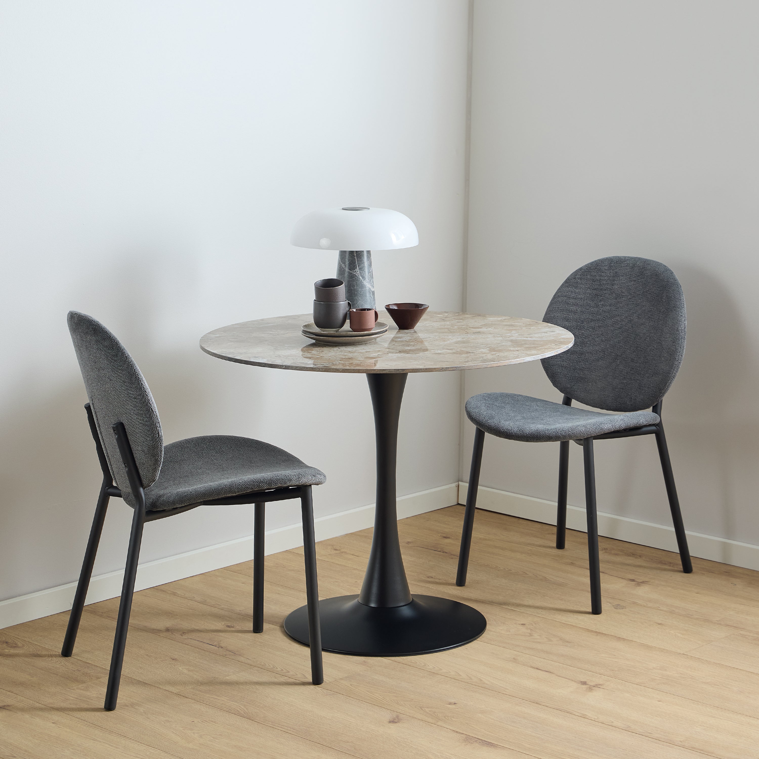 Malta Ceramic Round Dining Table Brown/Black 90x75 cm