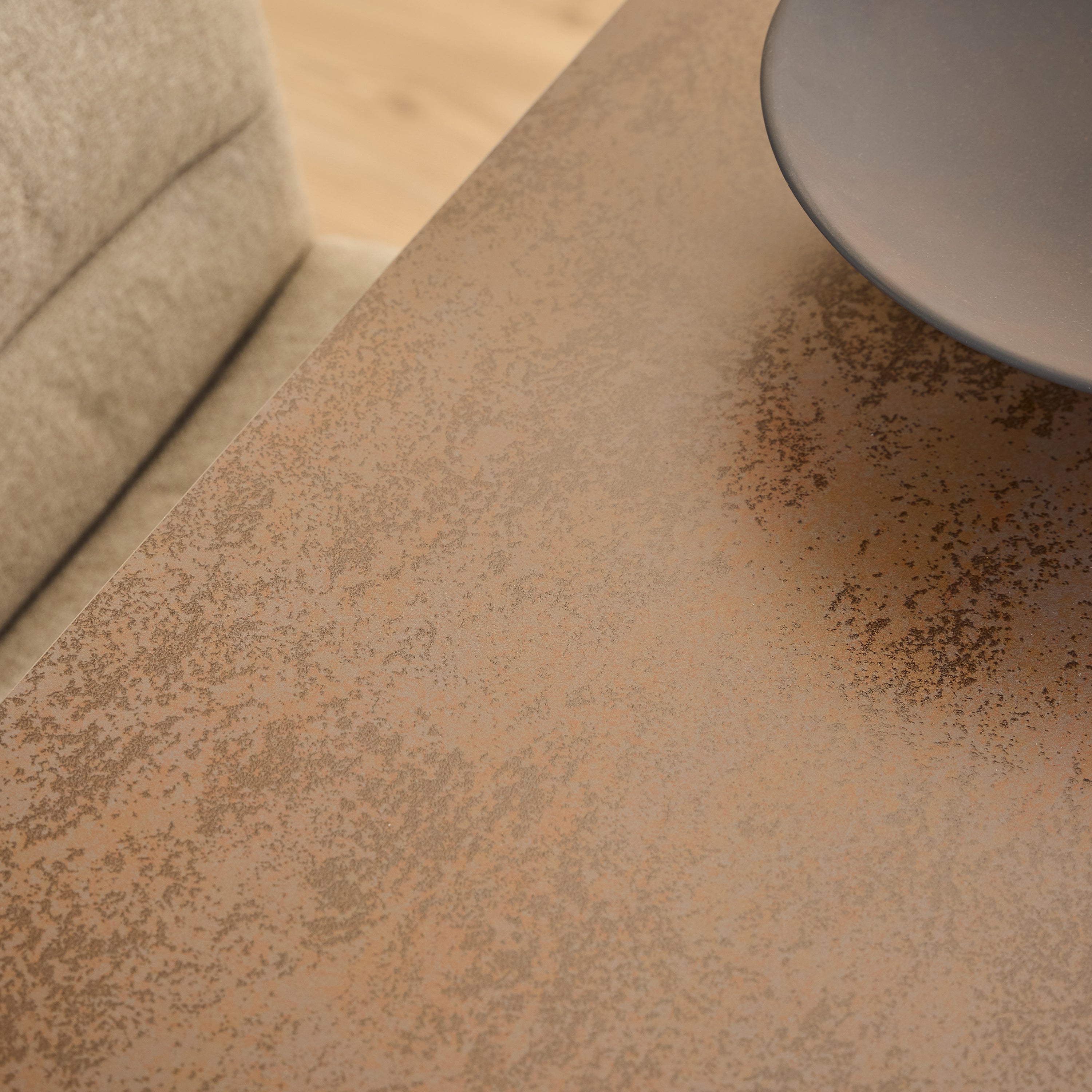 Heaven Dining Table with Ceramic Rusty Brown Top 135cm Included 4 Dean Beige Swivel Dining Chair