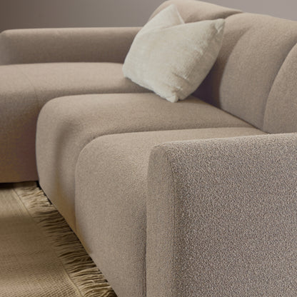 Midfield Left Hand Facing 2 Seater Chaise Longue in Boucle Beige Fabric