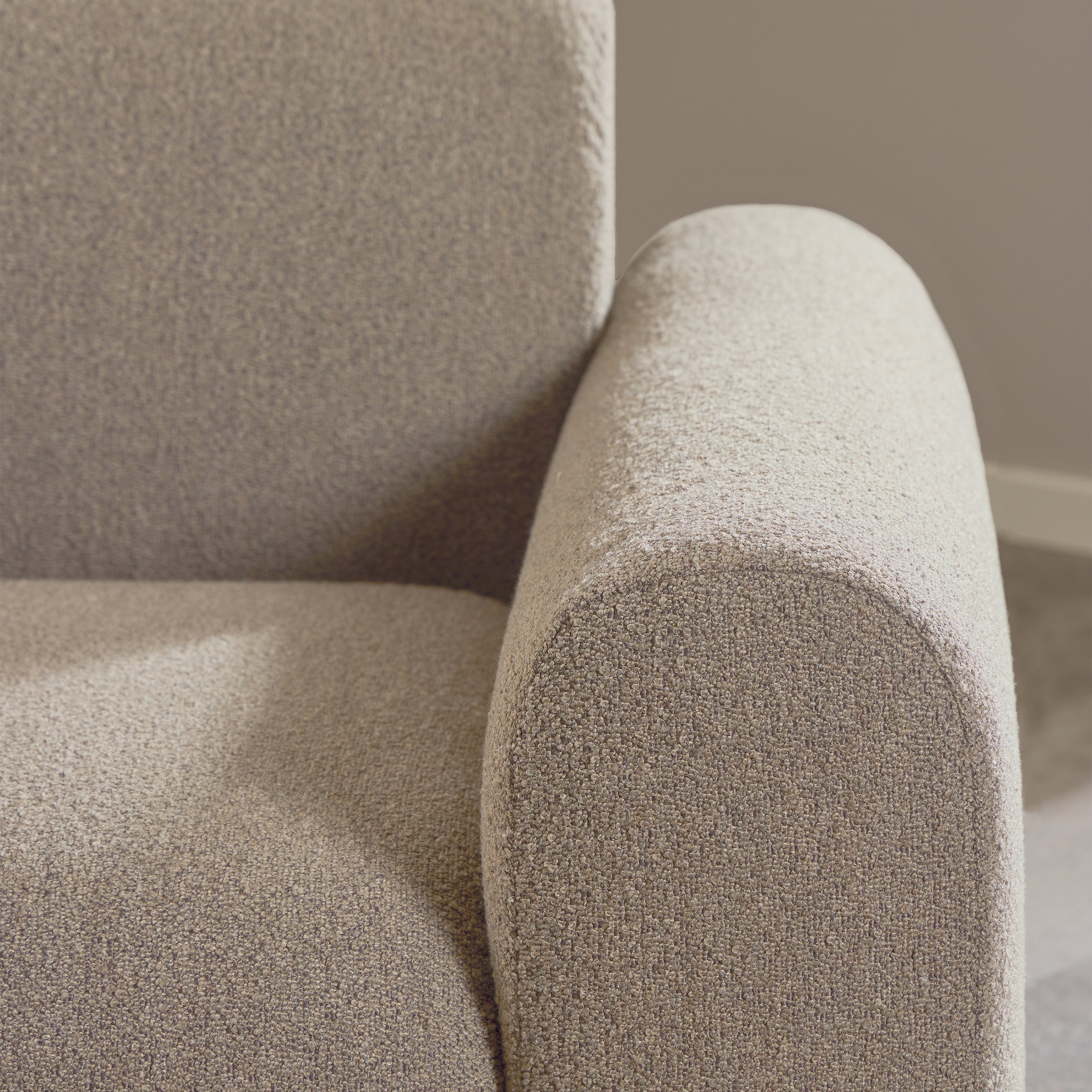 Midfield Left Hand Facing 2 Seater Chaise Longue in Boucle Beige Fabric