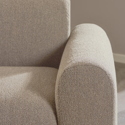 Midfield Left Hand Facing 2 Seater Chaise Longue in Boucle Beige Fabric